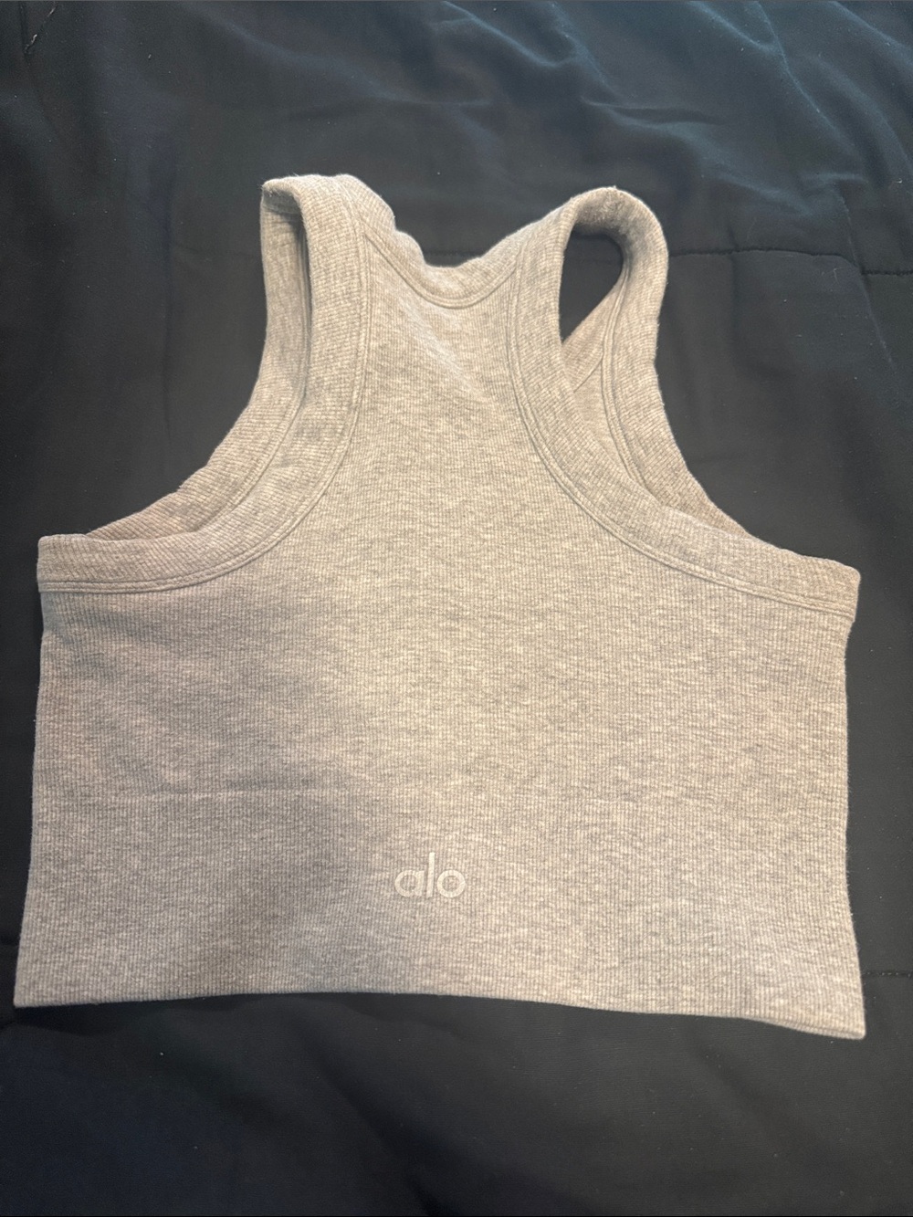 ALO Yoga Ribbed Racerback Crop Tank in Heather Gray - Picture 3 of 3